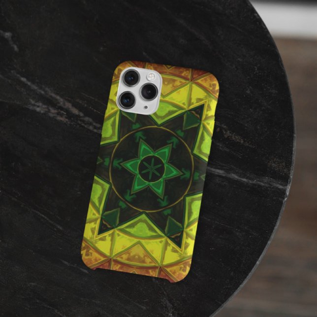Mosaic Kaleidoscope Flower Green and Yellow Case-Mate iPhone Case (Creator Uploaded)