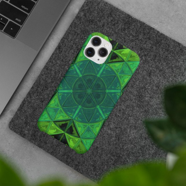 Mosaic Kaleidoscope Flower Green Case-Mate iPhone Case (Creator Uploaded)