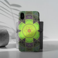 Mosaic Kaleidoscope Flower Green Purple and Yellow
