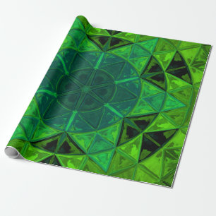 Mosaic Kaleidoscope Flower Green Wrapping Paper