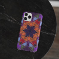 Mosaic Kaleidoscope Flower Orange Red and Purple