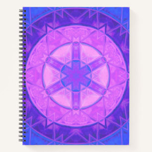 Mosaic Kaleidoscope Flower Pink and Blue Notebook