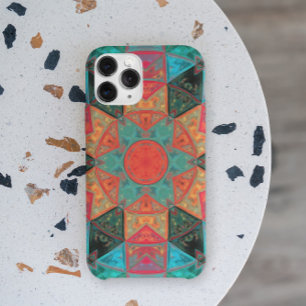 Mosaic Kaleidoscope Flower Pink and Teal iPhone 11 Case