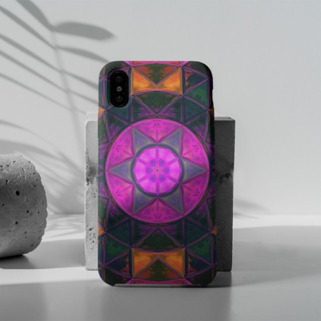 Mosaic Kaleidoscope Flower Pink Purple and Orange Case-Mate iPhone Case (Creator Uploaded)