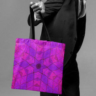 Mosaic Kaleidoscope Flower Pink Tote Bag