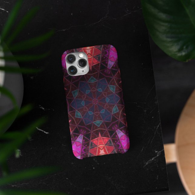 Mosaic Kaleidoscope Flower Purple and Pink Case-Mate iPhone Case (Creator Uploaded)