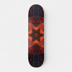 Mosaic Kaleidoscope Flower Purple Orange and Blue Skateboard