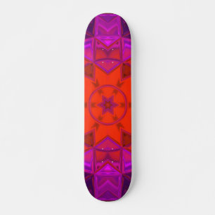 Mosaic Kaleidoscope Flower Purple Pink and Red Skateboard