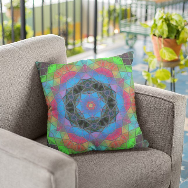 Mosaic Kaleidoscope Flower Rainbow Cushion (Creator Uploaded)