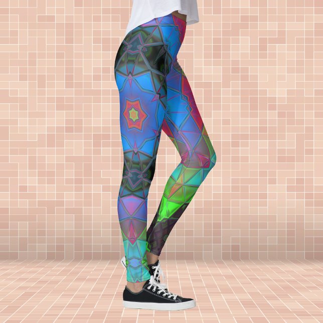 Mosaic Kaleidoscope Flower Rainbow Leggings (Creator Uploaded)