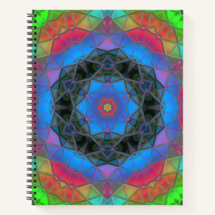 Mosaic Kaleidoscope Flower Rainbow Notebook