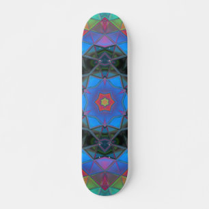 Mosaic Kaleidoscope Flower Rainbow Skateboard