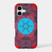 Mosaic Kaleidoscope Flower Red and Blue