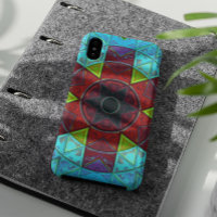Mosaic Kaleidoscope Flower Red Blue and Green