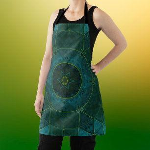 Mosaic Kaleidoscope Flower Teal Apron