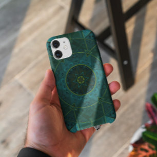 Mosaic Kaleidoscope Flower Teal iPhone 11 Case