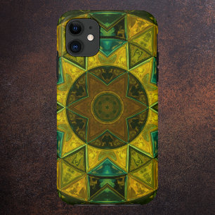 Mosaic Kaleidoscope Flower Yellow and Green