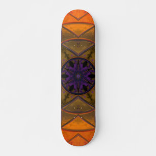 Mosaic Kaleidoscope Flower Yellow and Purple Skateboard