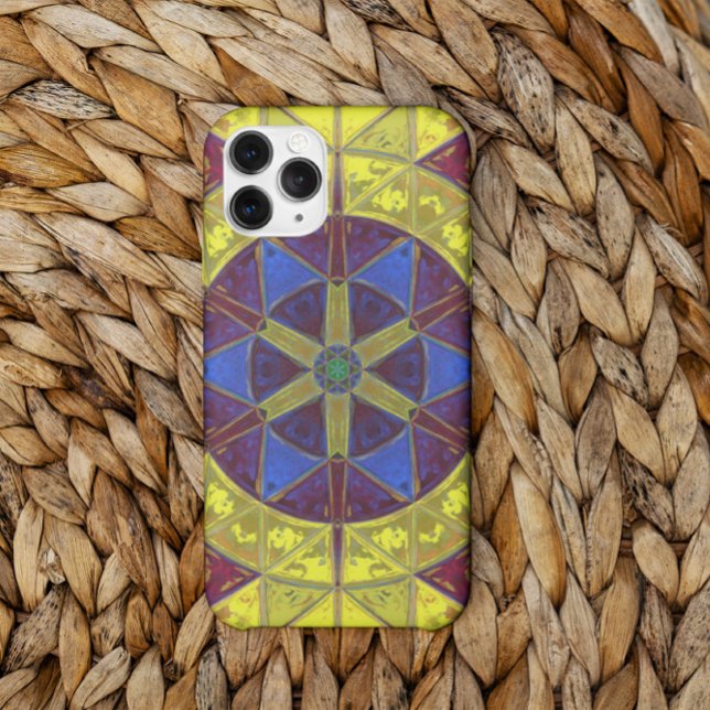 Mosaic Kaleidoscope Flower Yellow Blue and Orange Case-Mate iPhone Case (Creator Uploaded)