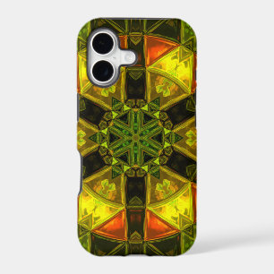Mosaic Kaleidoscope Flower Yellow Green and Orange