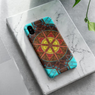 Mosaic Kaleidoscope Flower Yellow Orange and Blue iPhone 11 Case