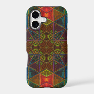 Mosaic Kaleidoscope Square Blue Red and Green