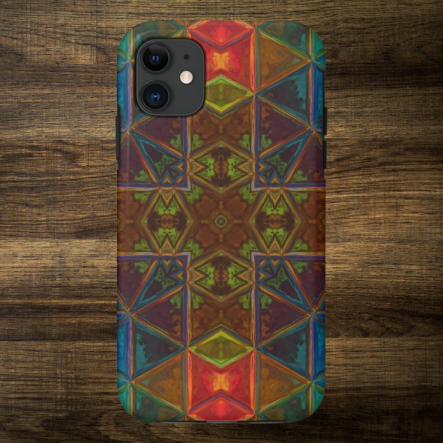 Mosaic Kaleidoscope Square Blue Red and Green Case-Mate iPhone Case (Creator Uploaded)