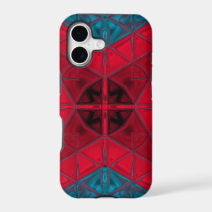 Mosaic Kaleidoscope Square Red and Blue