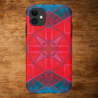 Mosaic Kaleidoscope Square Red and Blue