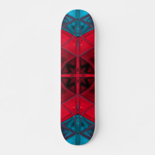 Mosaic Kaleidoscope Square Red and Blue Skateboard
