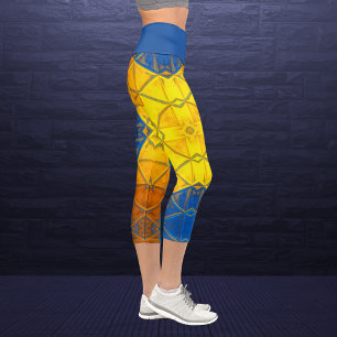 Mosaic Kaleidoscope Square Yellow and Blue Legging