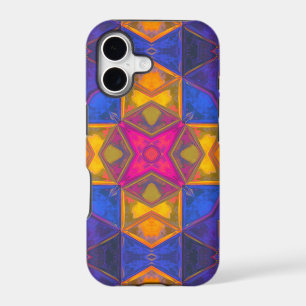 Mosaic Kaleidoscope Square Yellow Blue and Pink