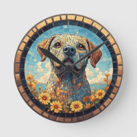 Mosaic Labrador Portrait in Circular Tile Frame
