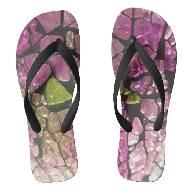 Mosaic lavender green  pink stones flip flops (Footbed)