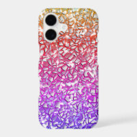 Mosaic layers in rough orange to lilac and sparkle