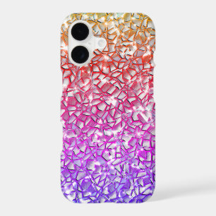 Mosaic layers in rough orange to lilac and sparkle