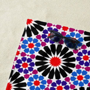 Mosaic Legacy: Andalusian Moroccan Zellige Art Beach Towel