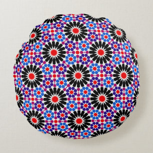 Mosaic Legacy: Andalusian Moroccan Zellige Art Round Cushion