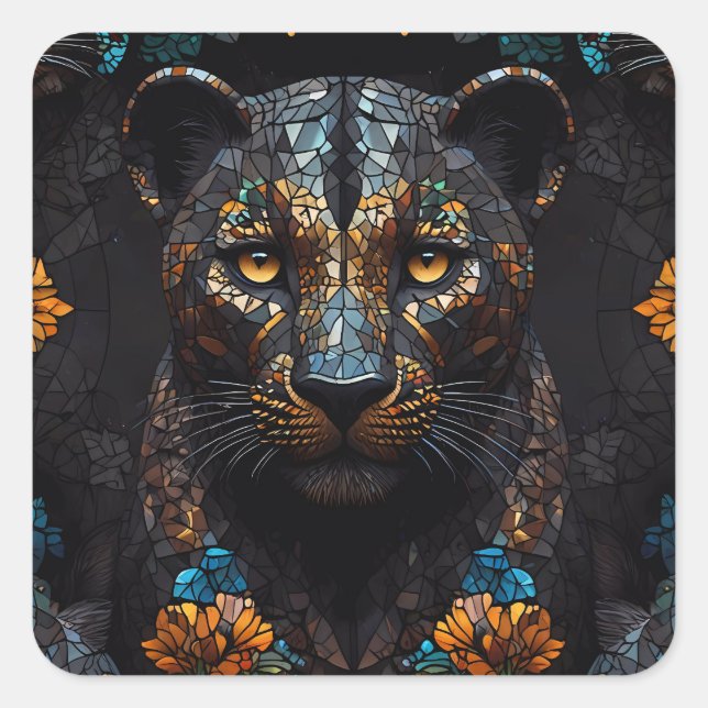 Mosaic Leopard Majesty Square Sticker (Front)