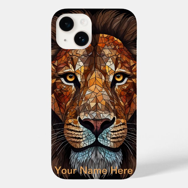 Mosaic Lion Stained Glass Portrait  Case-Mate iPhone Case (Back)