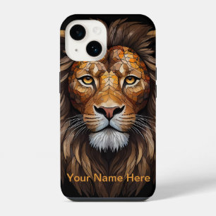 Mosaic Lion Stained Glass Portrait iPhone 14 Case