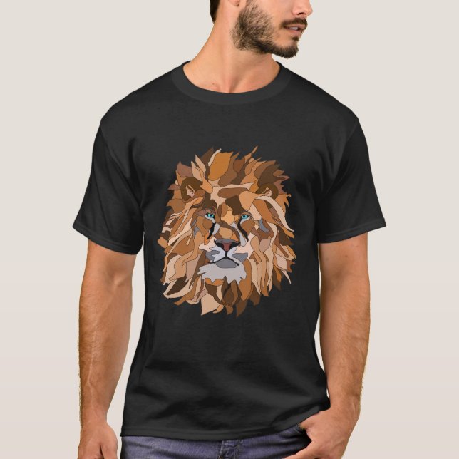 Mosaic Lion with Aqua Eyes  T-Shirt (Front)