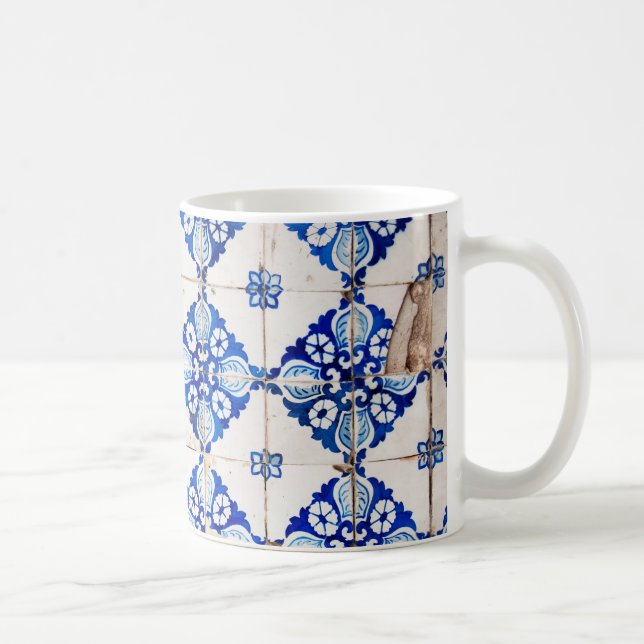 mosaic lisbon blue decoration portugal old tile coffee mug (Right)