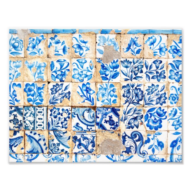 mosaic lisbon blue decoration portugal old tile photo print (Front)