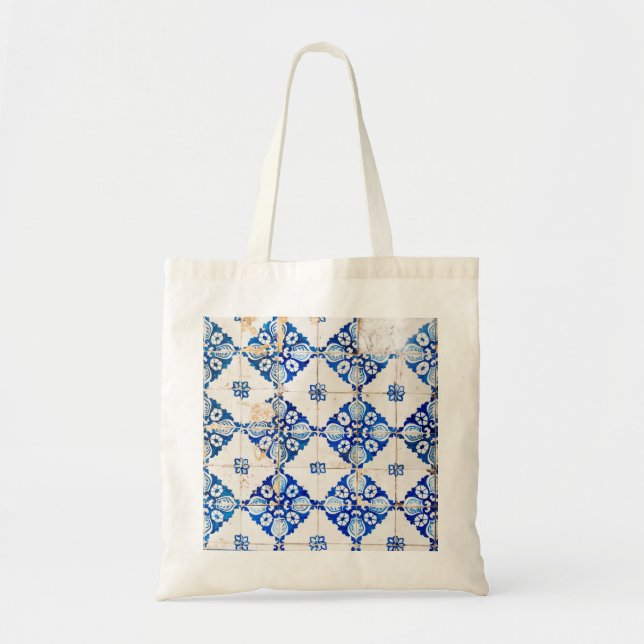 mosaic lisbon blue decoration portugal old tile po tote bag (Front)