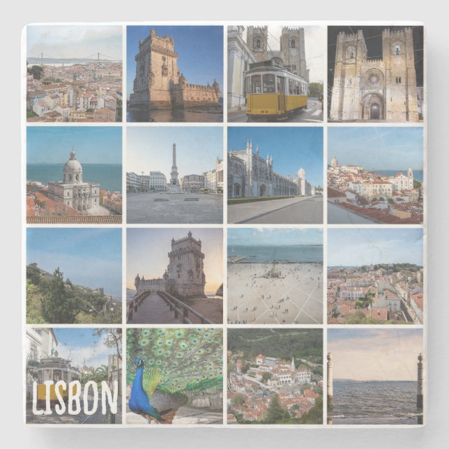 Mosaic Lisbon photos Portugal Stone Coaster (Front)