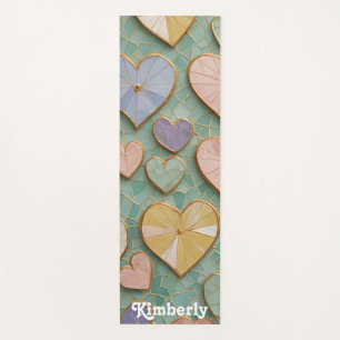 Mosaic Love: Pastel Hearts Yoga Mat