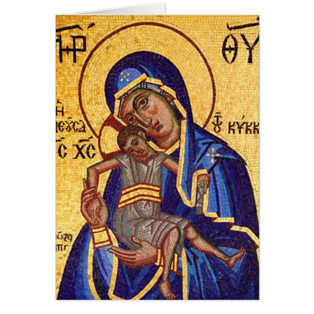 Mosaic Madonna & Child Icon, Blank Inside (Front)