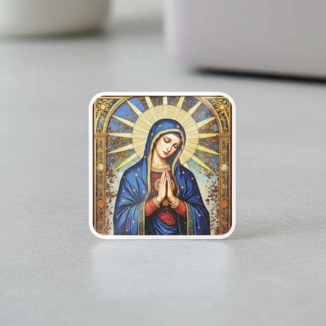 Mosaic Madonna Square Sticker (Creator Uploaded)