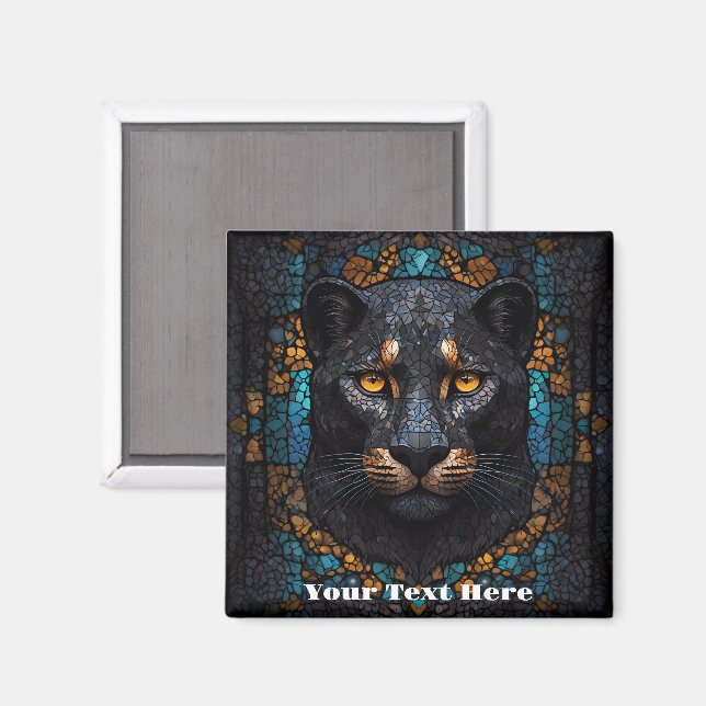 Mosaic Majesty: The Black Panther Magnet (Front/Back)